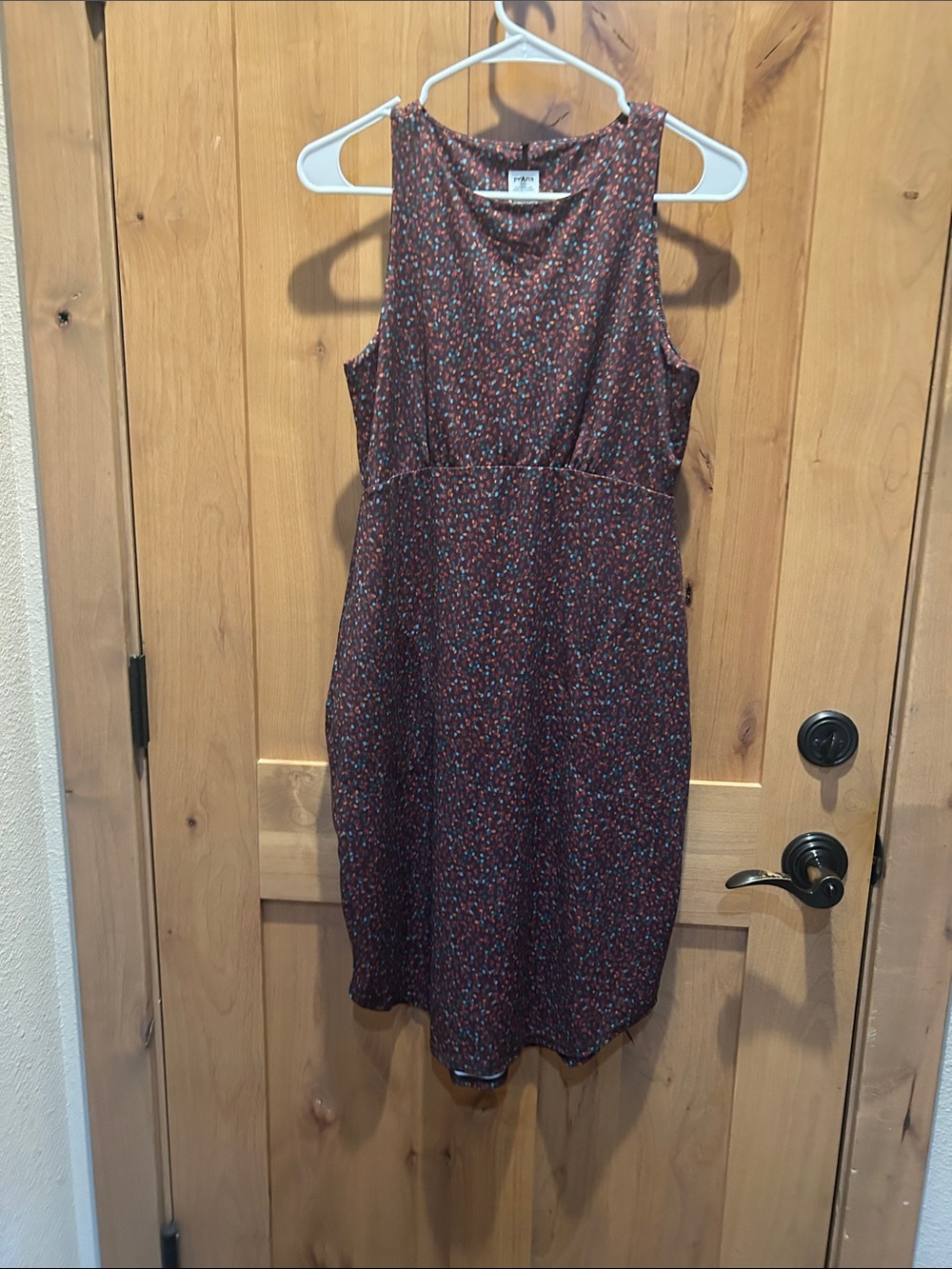 Prana Brown Sleeveless Midi Dress with Multi-Color Speckle